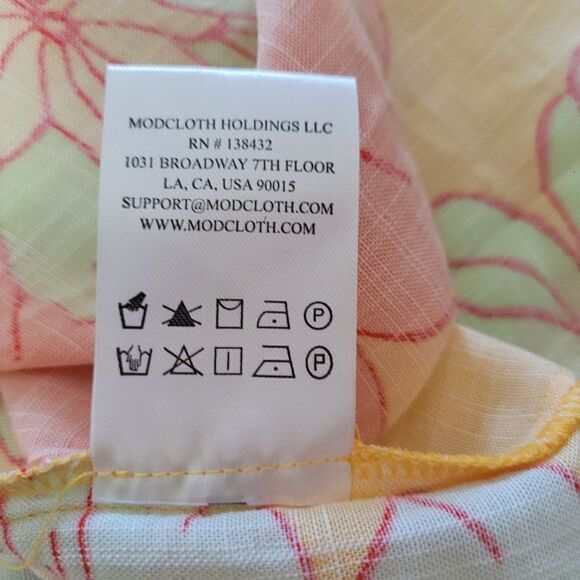 ModCloth Paradise Worthy Tie Shoulder Dress Retro 70's Hippy Flower Yellow Sz L - Picture 12 of 13